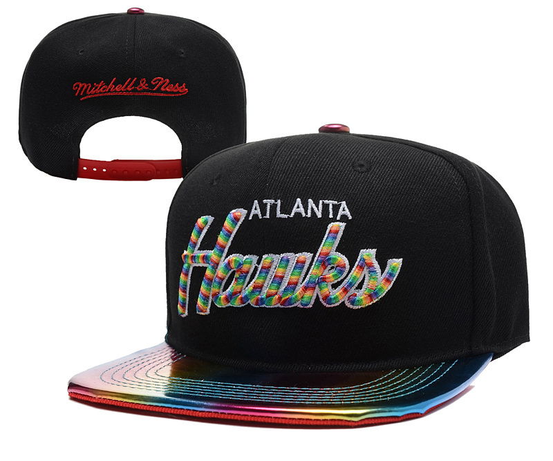 Hawks Team Logo Black Colorful Mitchell & Ness Adjustable Hat YD