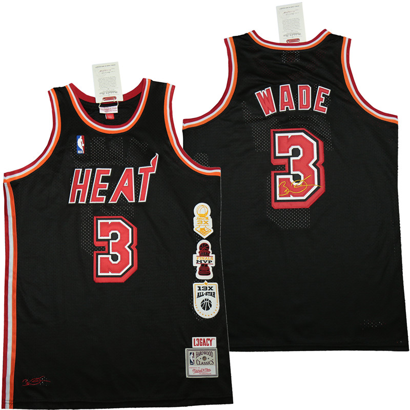 Heat 3 Dwyane Wade Black honor Throwback Jerseys Heat 3 Dwyane Wade Black honor Throwback Jerseys