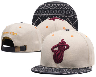 Heat Team Logo Cream Peaked Mitchell & Ness Adjustable Hat GS