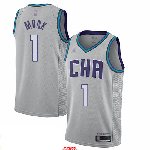 Hornets #1 Malik Monk Gray Basketball Jordan Swingman City Edition 2019 20 Jersey