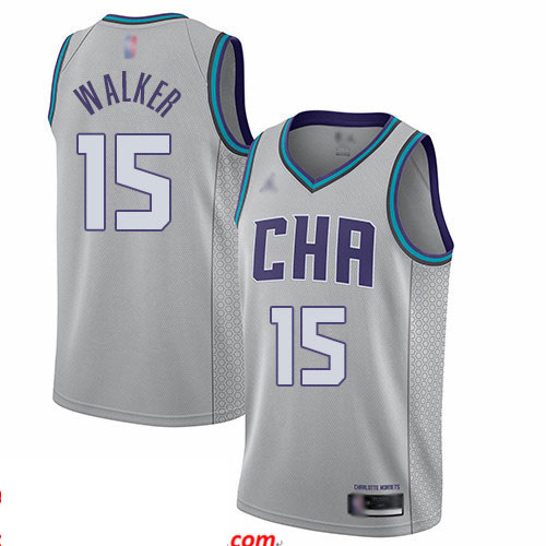 Hornets #15 Kemba Walker Gray Basketball Jordan Swingman City Edition 2019 20 Jersey