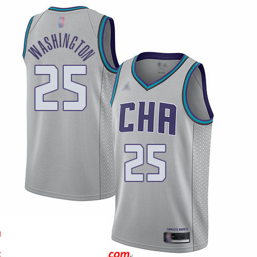 Hornets #25 PJ Washington Gray Basketball Jordan Swingman City Edition 2019 20 Jersey