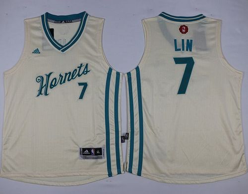 Hornets #7 Jeremy Lin Cream 2015-2016 Christmas Day Stitched Youth NBA jersey Hornets #7 Jeremy Lin Cream 2015-2016 Christmas Day Stitched Youth NBA jersey