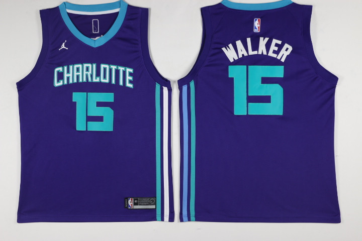 Hornets 15 Kemba Walker Purple Nike Swingman Jersey