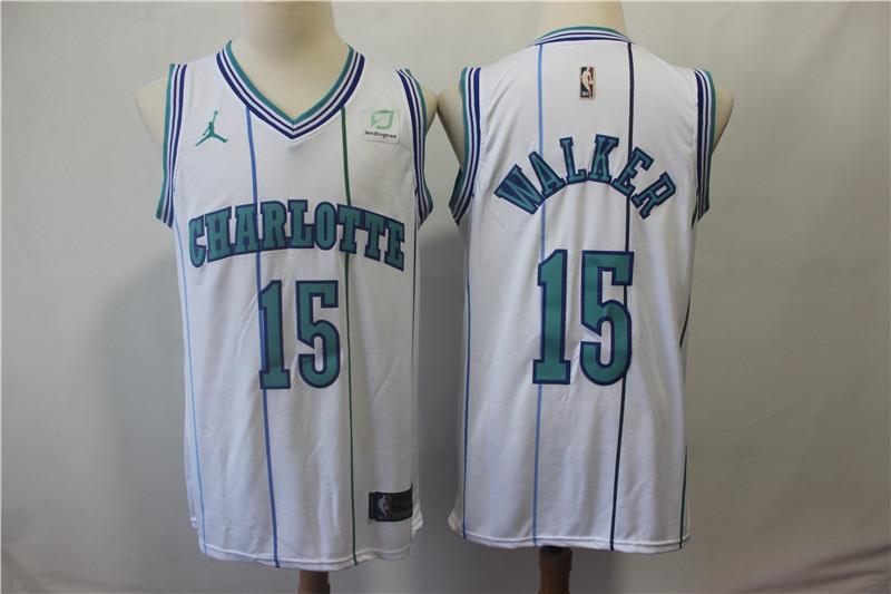 Hornets 15 Kemba Walker White Hardwood Classics Nike Swingman Jersey