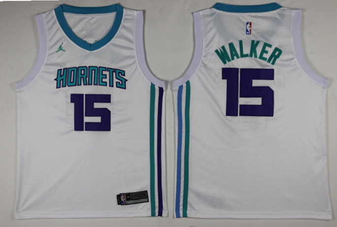 Hornets 15 Kemba Walker White Nike Swingman Jersey
