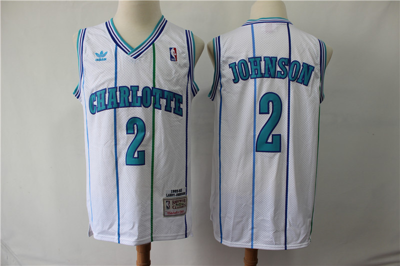 Hornets 2 Larry Johnson White 1992-93 Hardwood Classics Jersey