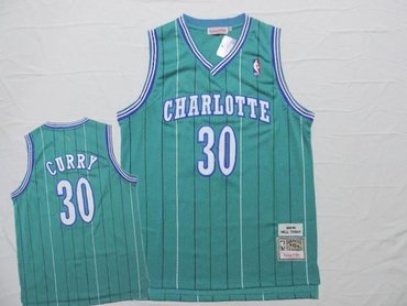 Hornets 30 Dell Curry Green Hardwood Classics Jersey