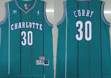 Hornets 30 Dell Curry Green Hardwood Classics Jersey