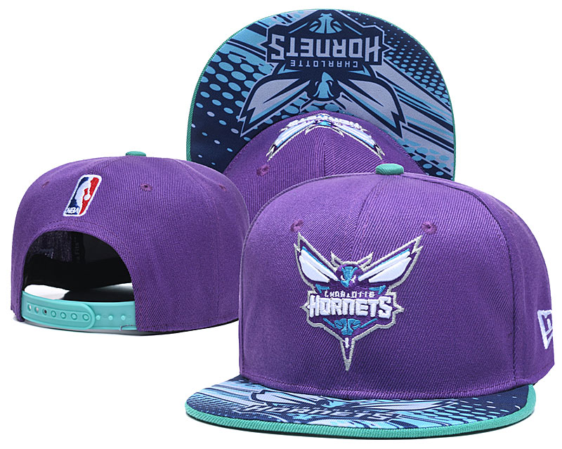Hornets Team Logo Purple Adjustable Hat LH