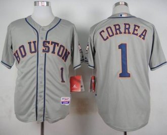 Houston Astros #1 Carlos Correa Grey Cool Base Stitched Baseball Jersey