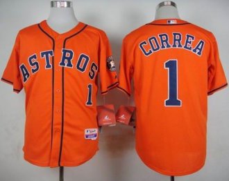 Houston Astros #1 Carlos Correa Orange Cool Base Stitched Baseball Jersey