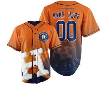 Houston Astros Big Logo Print Men's All Stitched Customized Jersey Houston Astros Big Logo Print Men's All Stitched Customized Jersey