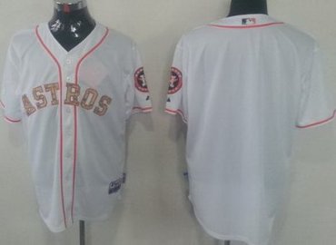 Houston Astros Blank White Cool Base MLB Jersey Camo Number