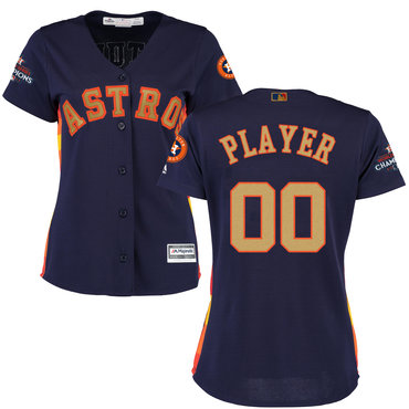 Houston Astros Navy 2018 Gold Program Women's Customized Cool Base Jersey Houston Astros Navy 2018 Gold Program Women's Customized Cool Base Jersey