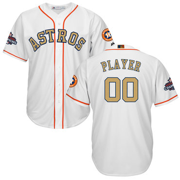 Houston Astros White 2018 Gold Program Men's Customized Cool Base Jersey Houston Astros White 2018 Gold Program Men's Customized Cool Base Jersey