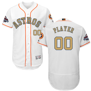 Houston Astros White 2018 Gold Program Men's Customized Flexbase Jersey Houston Astros White 2018 Gold Program Men's Customized Flexbase Jersey