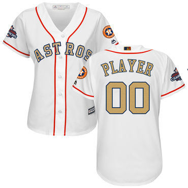 Houston Astros White 2018 Gold Program Women's Customized Cool Base Jersey Houston Astros White 2018 Gold Program Women's Customized Cool Base Jersey