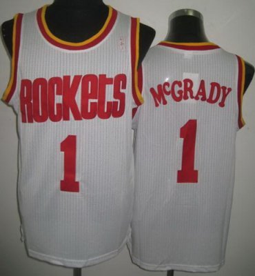 Houston Rockets 1 Tracy McGrady White Throwback Revolution 30 NBA Basketball Jerseys