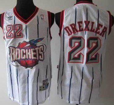 Houston Rockets 22 Clyde Drexler White Hardwood Classic Swingman Jerseys