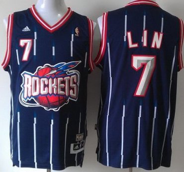 Houston Rockets 7 Jeremy Lin Black Hardwood Classics NBA Jerseys