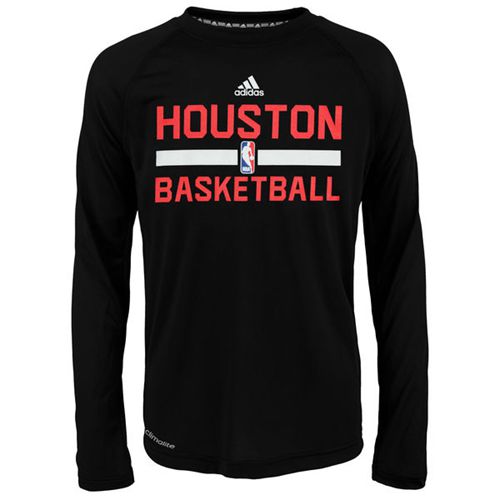Houston Rockets Adidas On-Court Climalite Ultimate Long Sleeves T-Shirt Black Houston Rockets Adidas On-Court Climalite Ultimate Long Sleeves T-Shirt Black