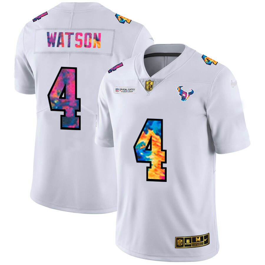 Houston Texans #4 Deshaun Watson Men's White Nike Multi-Color 2020 NFL Crucial Catch Limited NFL Jersey Houston Texans #4 Deshaun Watson Men's White Nike Multi-Color 2020 NFL Crucial Catch Limited NFL Jersey