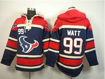 Houston Texans #99 J.J. Watt Red-Blue Sawyer Hooded Sweatshirt Stitched Jersey Houston Texans #99 J.J. Watt Red-Blue Sawyer Hooded Sweatshirt Stitched Jersey