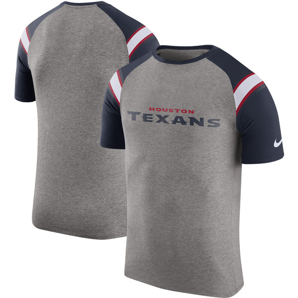 Houston Texans Nike Enzyme Shoulder Stripe Raglan T-Shirt Heathered Gray Houston Texans Nike Enzyme Shoulder Stripe Raglan T-Shirt Heathered Gray