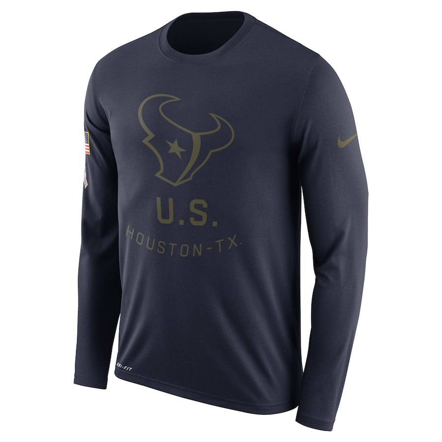 Houston Texans Nike Salute To Service Sideline Legend Performance Long Sleeve T-Shirt Navy Houston Texans Nike Salute To Service Sideline Legend Performance Long Sleeve T-Shirt Navy