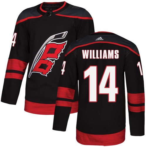 Hurricanes #14 Justin Williams Black Alternate Authentic Stitched Hockey Jersey