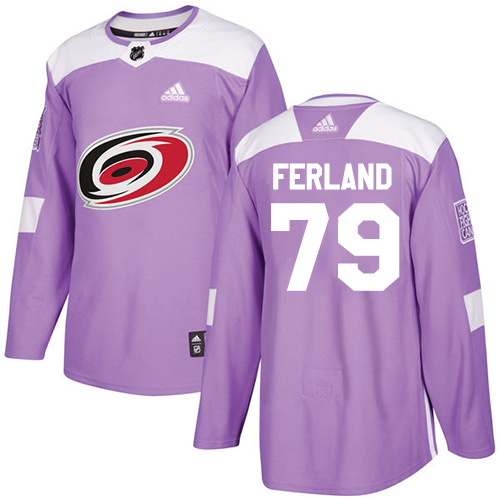 Hurricanes #79 Michael Ferland Purple Authentic Fights Cancer Stitched Hockey Jersey Hurricanes #79 Michael Ferland Purple Authentic Fights Cancer Stitched Hockey Jersey