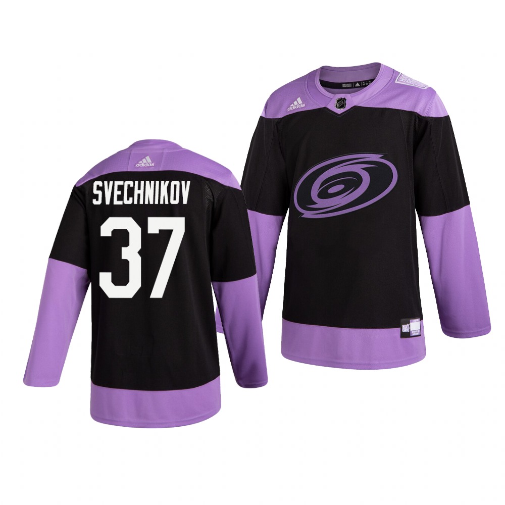 Hurricanes 37 Andrei Svechnikov Black Purple Hockey Fights Cancer Adidas Jersey Hurricanes 37 Andrei Svechnikov Black Purple Hockey Fights Cancer Adidas Jersey