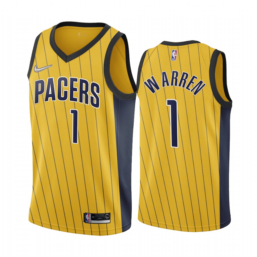 Indiana Pacers #1 T.J. Warren Gold NBA Swingman 2020-21 Earned Edition Jersey Indiana Pacers #1 T.J. Warren Gold NBA Swingman 2020-21 Earned Edition Jersey