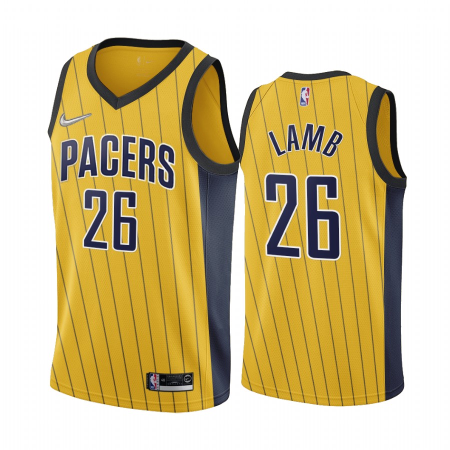 Indiana Pacers #26 Jeremy Lamb Gold NBA Swingman 2020-21 Earned Edition Jersey Indiana Pacers #26 Jeremy Lamb Gold NBA Swingman 2020-21 Earned Edition Jersey