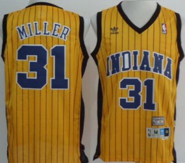 Indiana Pacers #31 Reggie Miller Yellow Soul Swingman Throwback M&N NBA Jerseys