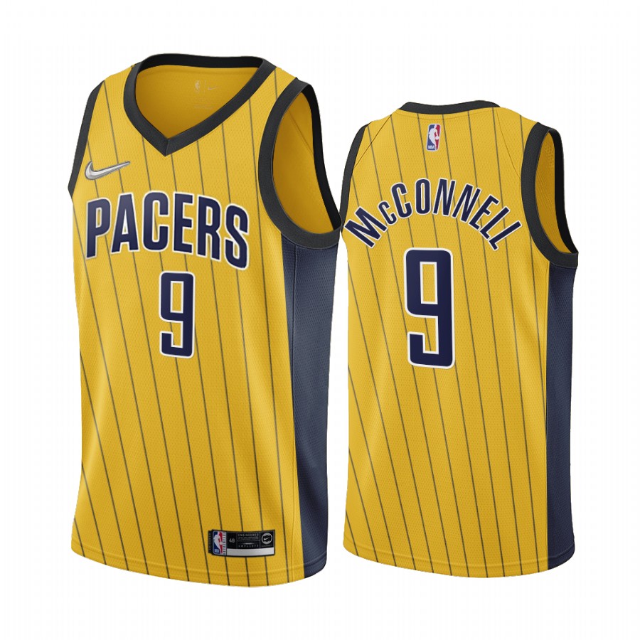 Indiana Pacers #9 T.J. McConnell Gold NBA Swingman 2020-21 Earned Edition Jersey Indiana Pacers #9 T.J. McConnell Gold NBA Swingman 2020-21 Earned Edition Jersey