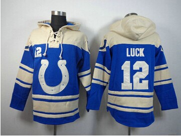 Indianapolis Colts #12 Andrew Luck Blue Sawyer Hooded Sweatshirt Stitched Jersey Indianapolis Colts #12 Andrew Luck Blue Sawyer Hooded Sweatshirt Stitched Jersey