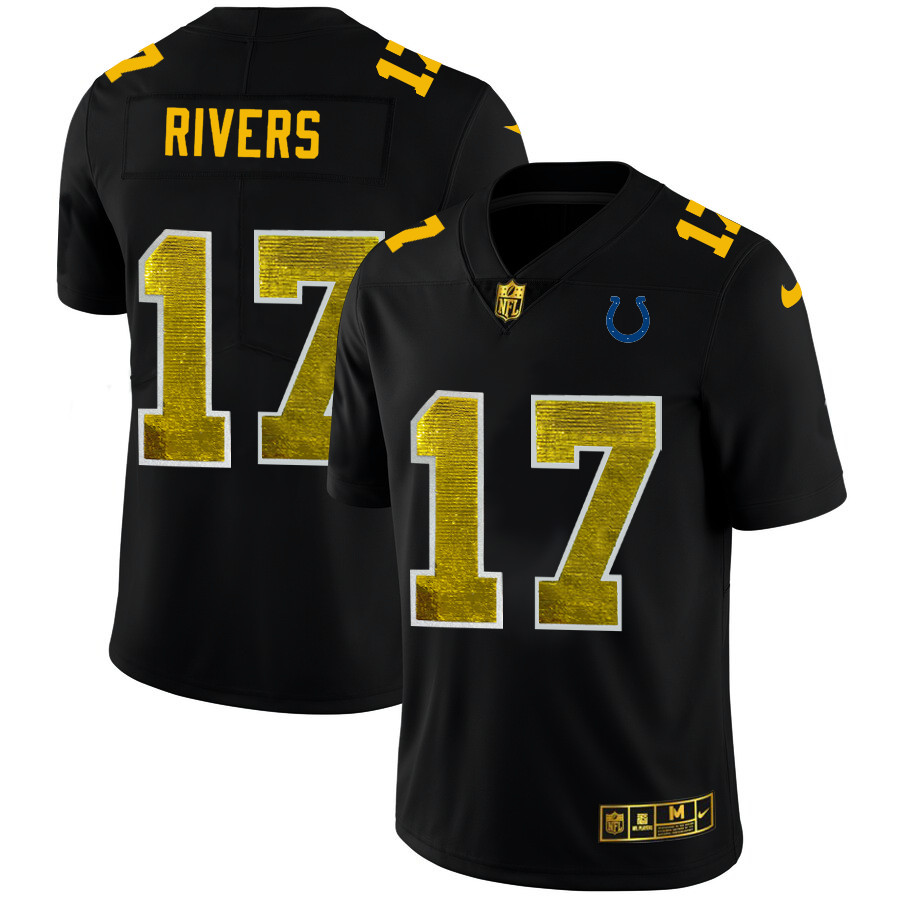 Indianapolis Colts #17 Philip Rivers Men's Black Nike Golden Sequin Vapor Limited NFL Jersey Indianapolis Colts #17 Philip Rivers Men's Black Nike Golden Sequin Vapor Limited NFL Jersey
