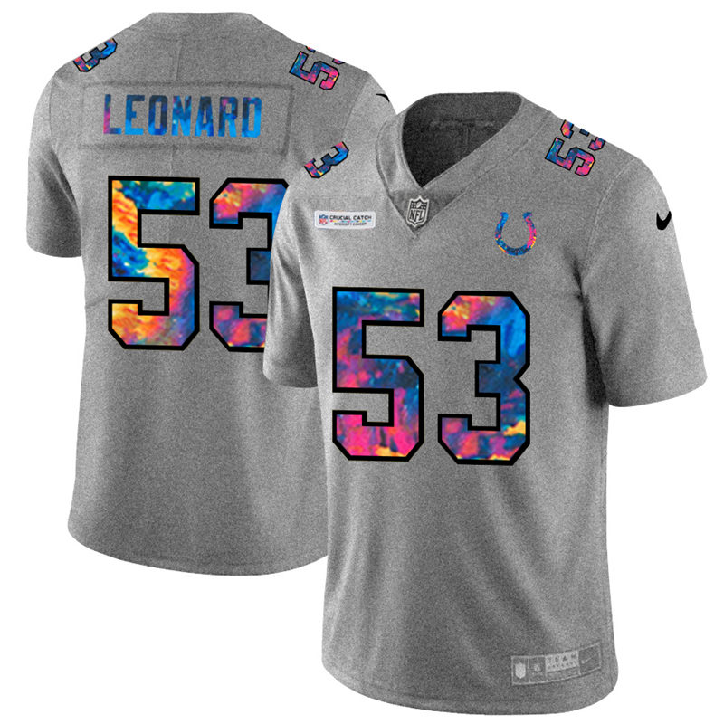 Indianapolis Colts #53 Darius Leonard Men's Nike Multi-Color 2020 NFL Crucial Catch NFL Jersey Greyheather Indianapolis Colts #53 Darius Leonard Men's Nike Multi-Color 2020 NFL Crucial Catch NFL Jersey Greyheather