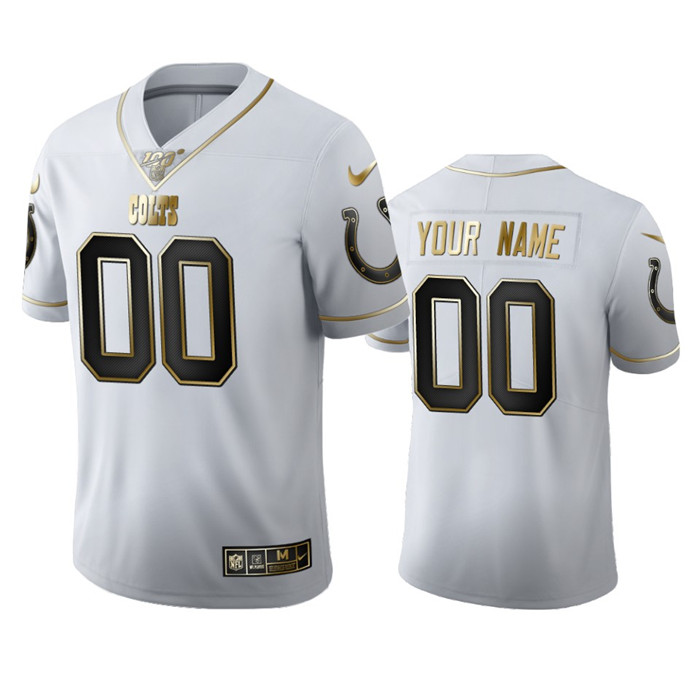 Indianapolis Colts Custom Men's Nike White Golden Edition Vapor Limited NFL 100 Jersey Indianapolis Colts Custom Men's Nike White Golden Edition Vapor Limited NFL 100 Jersey