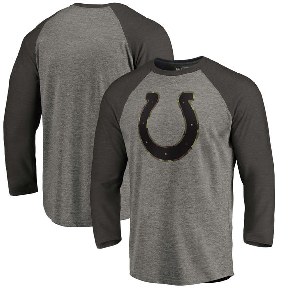 Indianapolis Colts NFL Pro Line By Fanatics Branded Black Gray Tri Blend 34-Sleeve T-Shirt