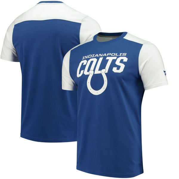 Indianapolis Colts NFL Pro Line By Fanatics Branded Iconic Color Blocked T-Shirt Royal White