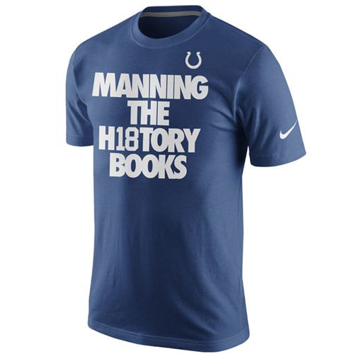 Indianapolis Colts Peyton Manning Nike History Books Name & Number T-Shirt Royal Blue Indianapolis Colts Peyton Manning Nike History Books Name & Number T-Shirt Royal Blue