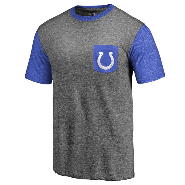 Indianapolis Colts Pro Line By Fanatics Branded Heathered Gray Royal Refresh Pocket T-Shirt