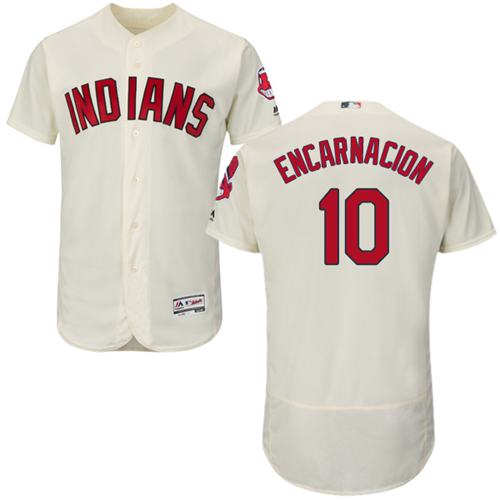 Indians #10 Edwin Encarnacion Cream Flexbase Authentic Collection Stitched MLB Jersey