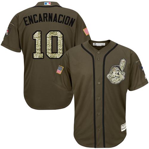 Indians #10 Edwin Encarnacion Green Salute to Service Stitched Youth MLB Jersey Indians #10 Edwin Encarnacion Green Salute to Service Stitched Youth MLB Jersey