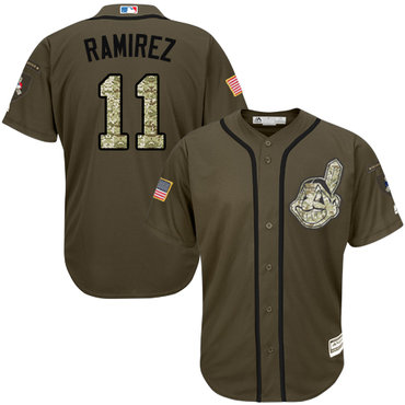 Indians #11 Jose Ramirez Green Salute to Service Stitched Baseball Jersey
