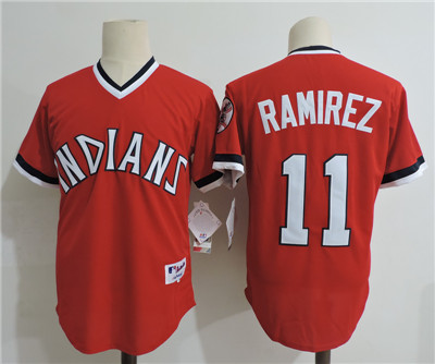 Indians #11 Jose Ramirez Red Cooperstown Collection Throwback Stitched MLB Jersey