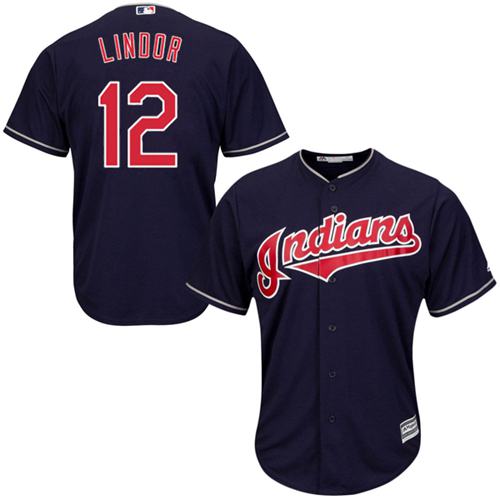 Indians #12 Francisco Lindor Navy Blue Alternate Stitched Youth MLB Jersey Indians #12 Francisco Lindor Navy Blue Alternate Stitched Youth MLB Jersey